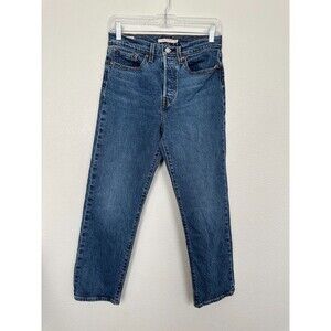 Levi's Wedgie Straight Leg Medium Wash Blue High Cotton Waisted Waist 27 27x26